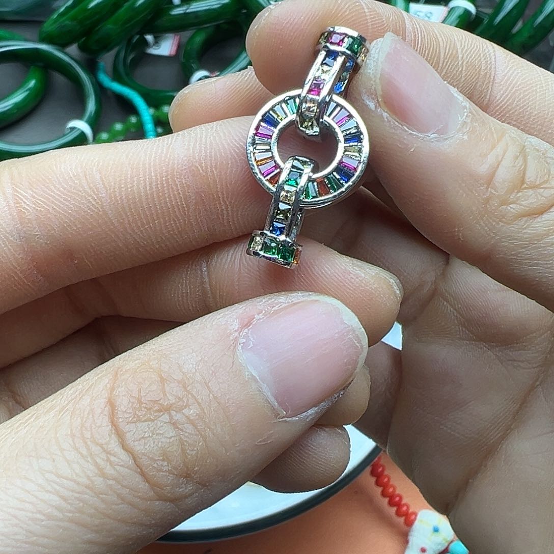 绿水晶手链银S925镶嵌