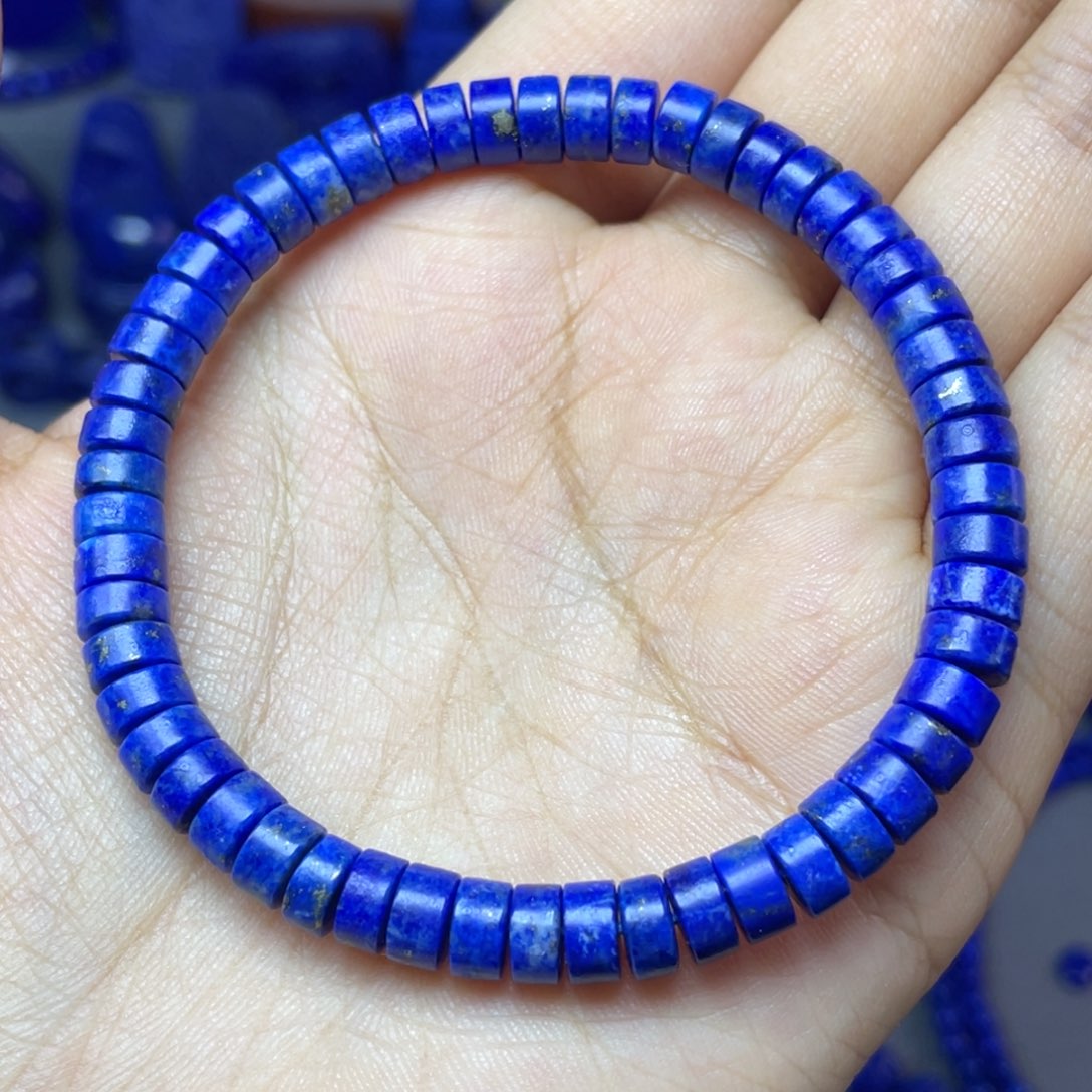 青金石未镶嵌6×3mm直切药片手串