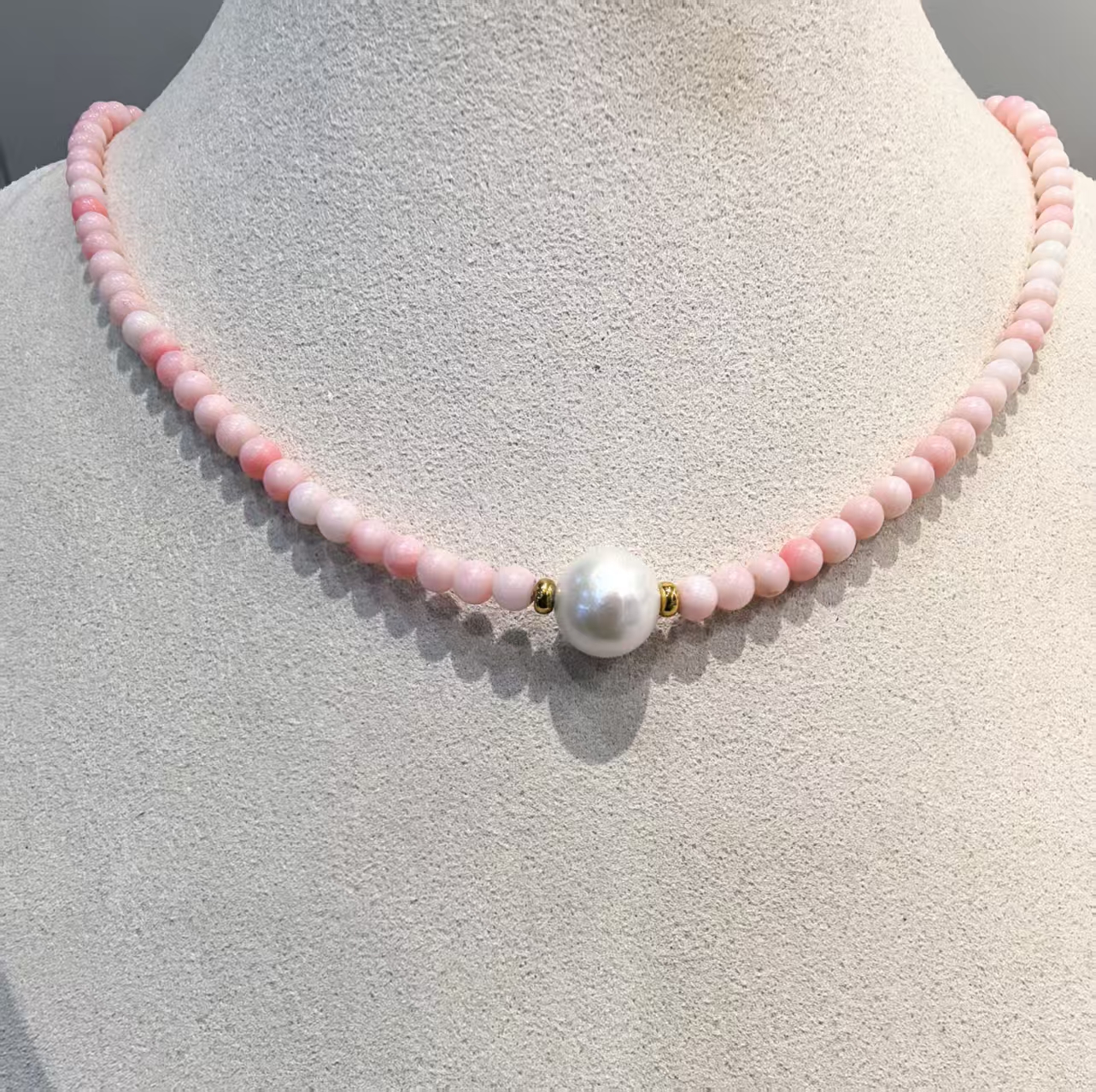 爱迪生珍珠粉贝母项链10-11mm时尚