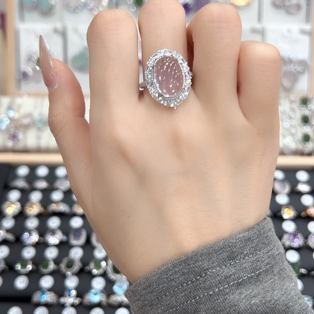 戒指银S925镶嵌水晶