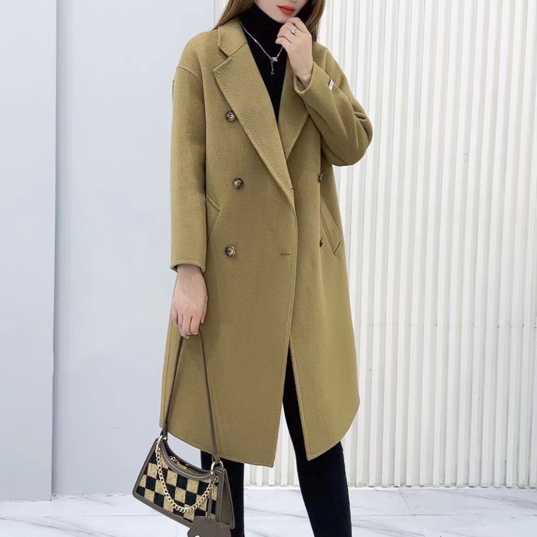 高端赫本风韩系双面羊毛长毛大衣宽松大码显瘦气质2315