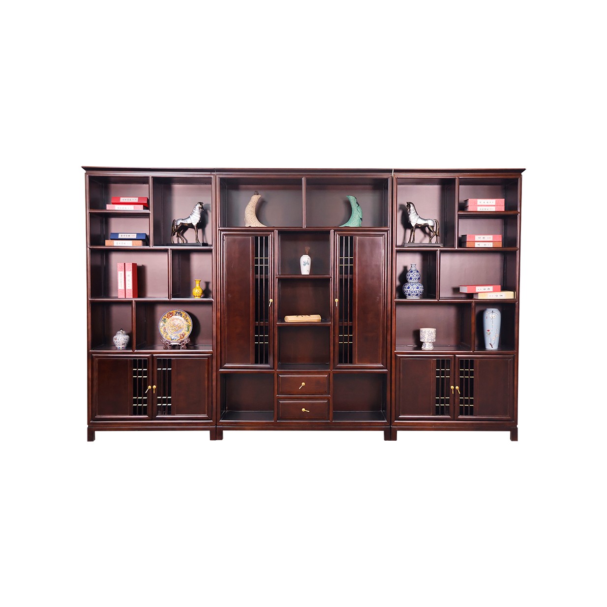 【书柜/博古架】印尼金花犁木实木书柜书架客厅家用书房储物柜