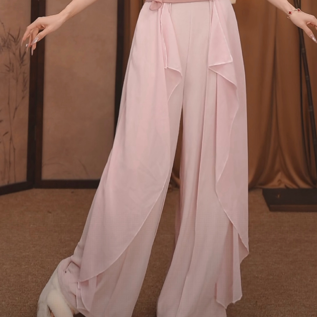 MuMu 新款现代舞服练功服飘逸舞蹈服高腰阔腿裤中国古典舞裤