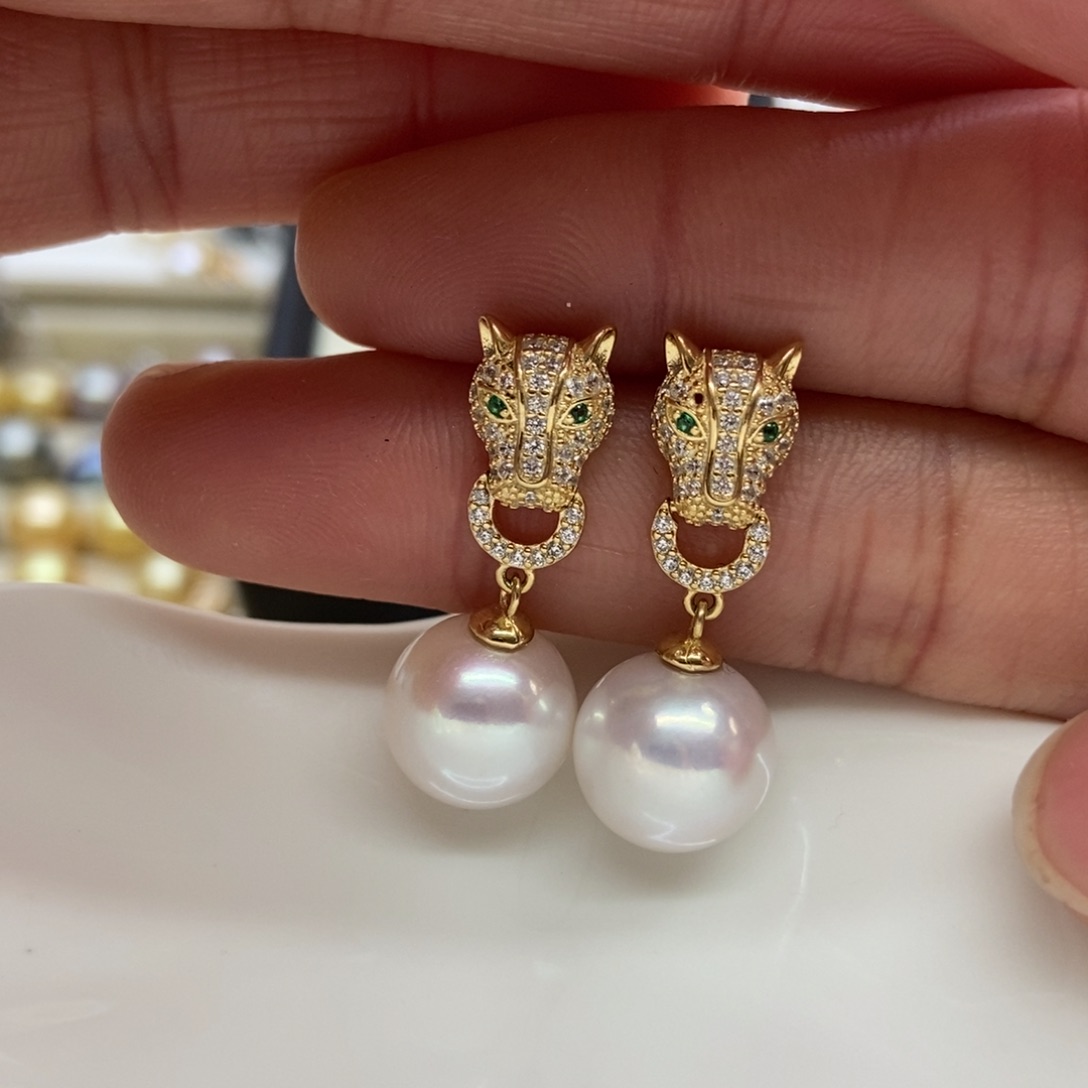 淡水珍珠耳饰银S925镶嵌