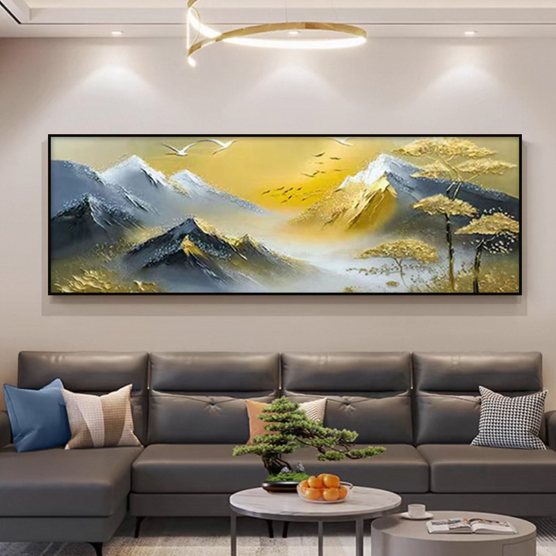 DA-004日照金山客厅背景墙挂画沙发背景装饰画客厅挂画镶钻捡漏5