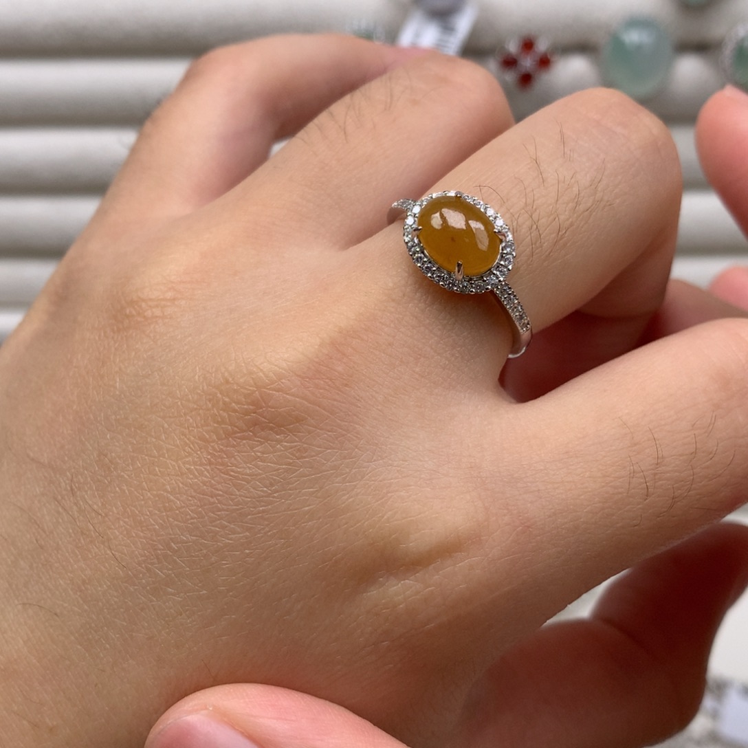 翡翠银S925镶嵌戒指戒指