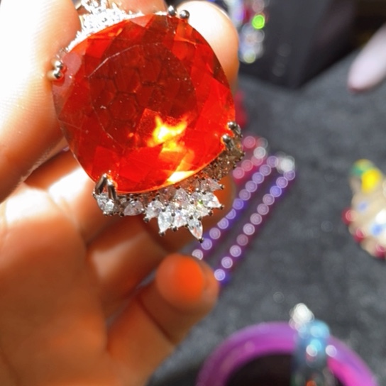 红宝石戒指银S925镶嵌