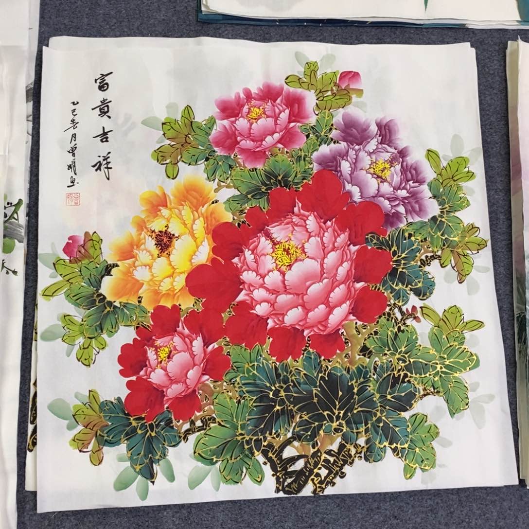 国画尺寸68×68纯手绘斗方