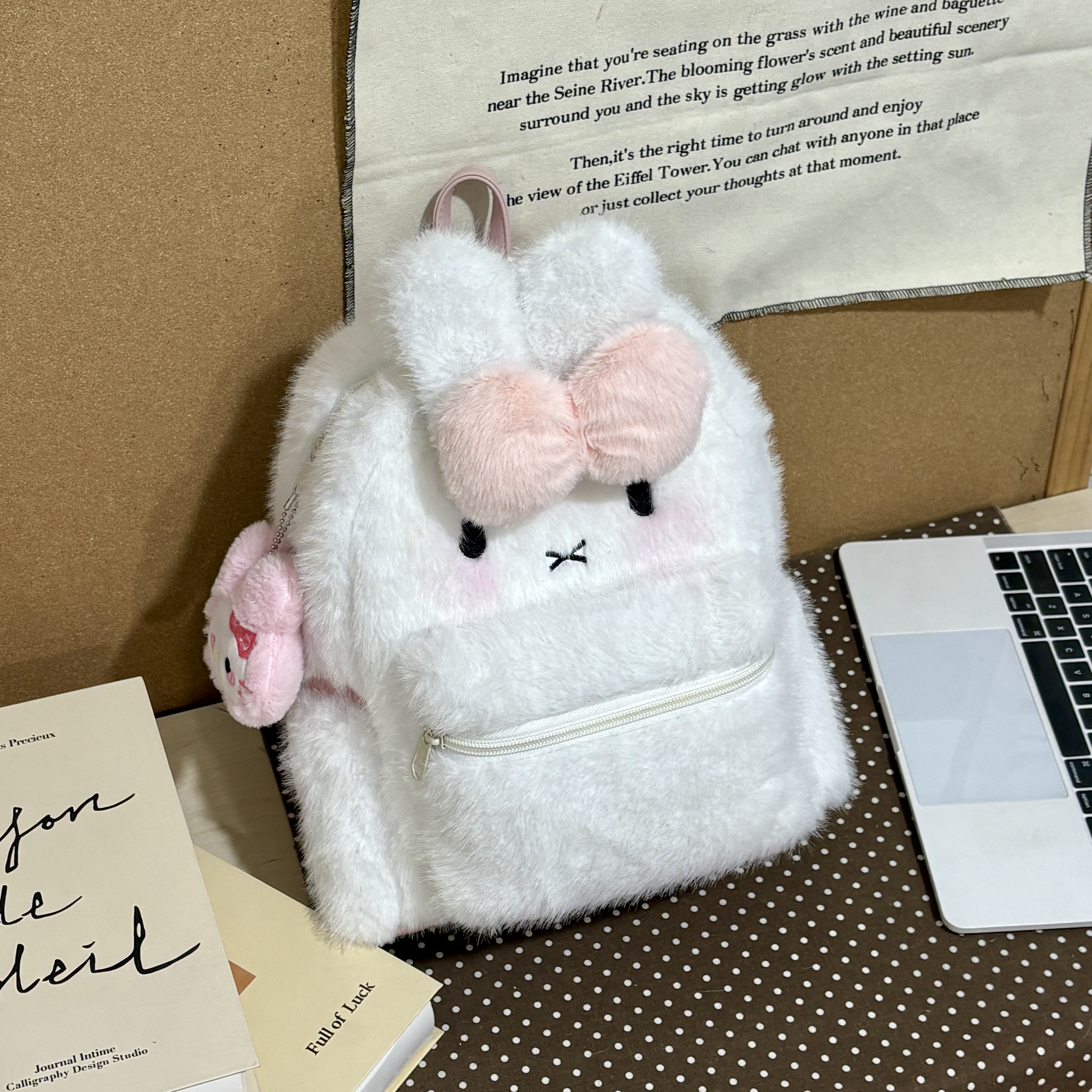 JuanJuan自制【甜妹米菲】小众原创毛绒可爱双肩包e550