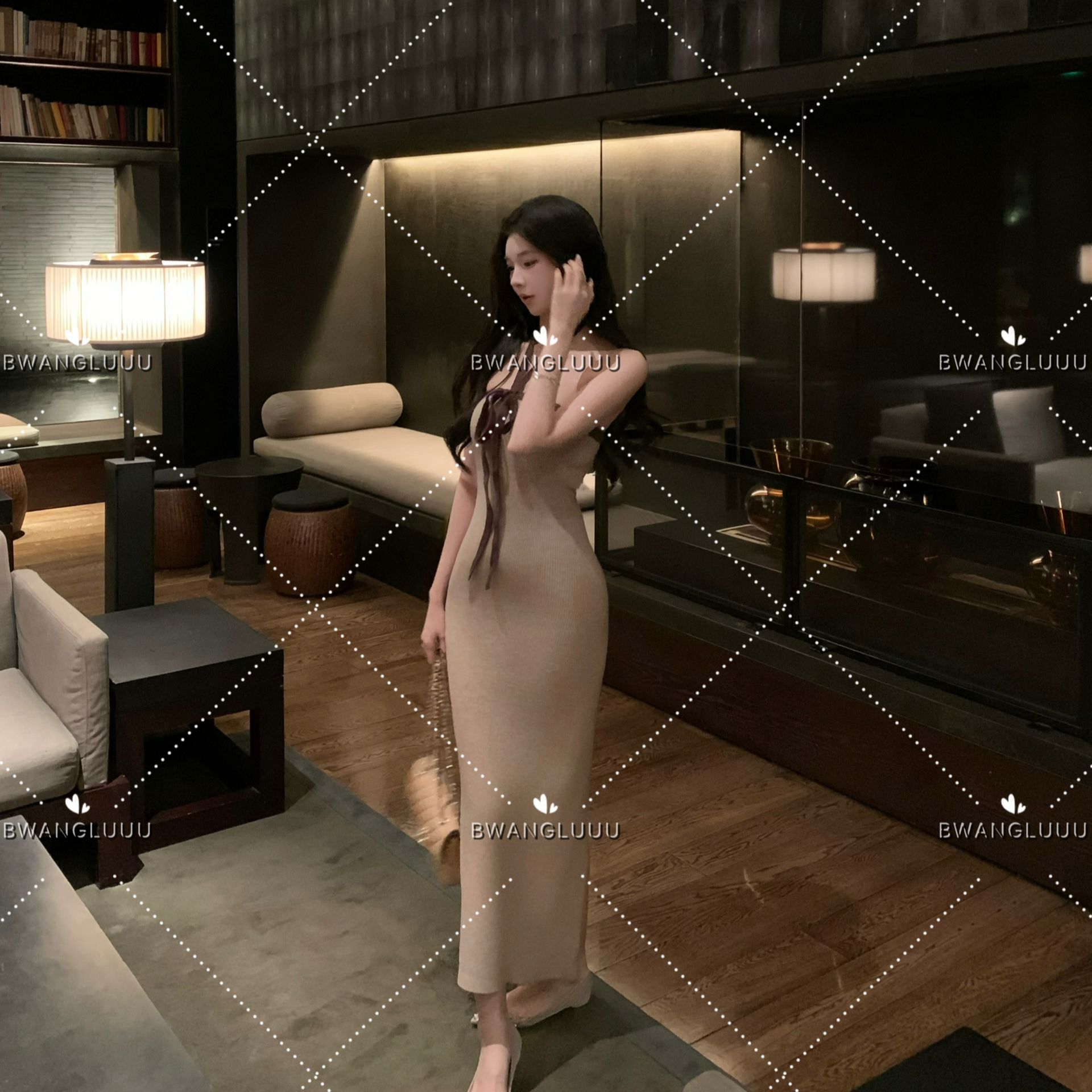 【徐徐啊】释放比例-长裙显瘦H型少女风无袖连衣裙开叉网红设计师