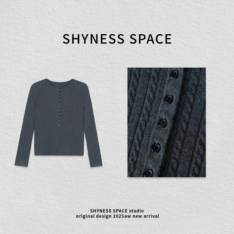 休闲秋季复古条纹长袖时尚毛针织衫圆领休闲风HB848