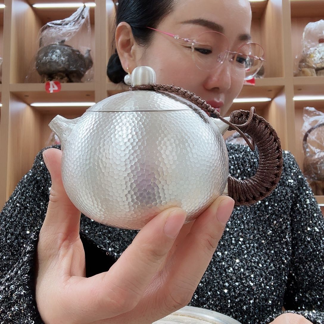 盖碗银壶泡茶壶足银999