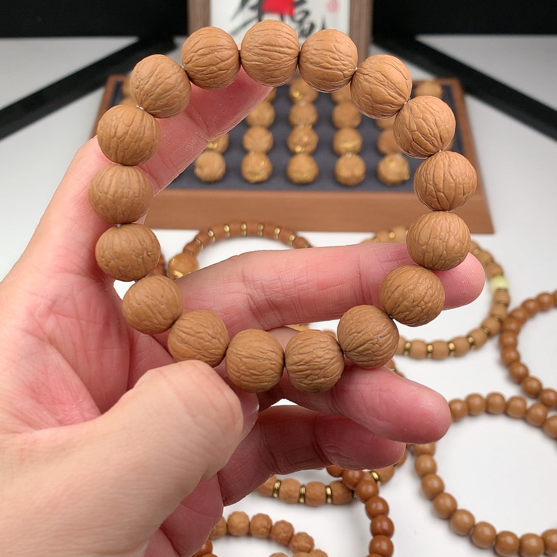 猴头核桃手串原皮原色原籽凤羽体验款