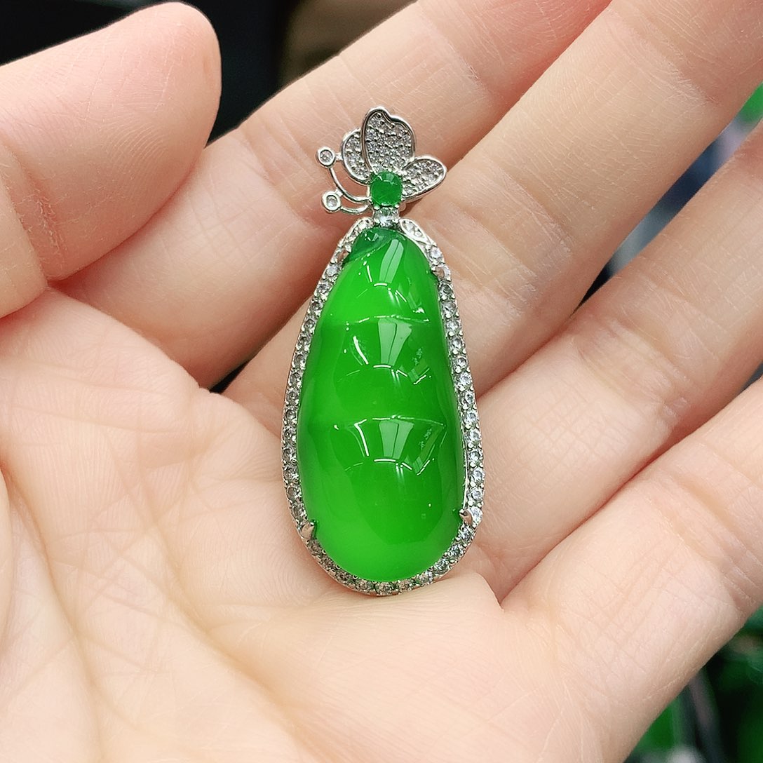 银S925镶嵌吊坠玛瑙/玉髓