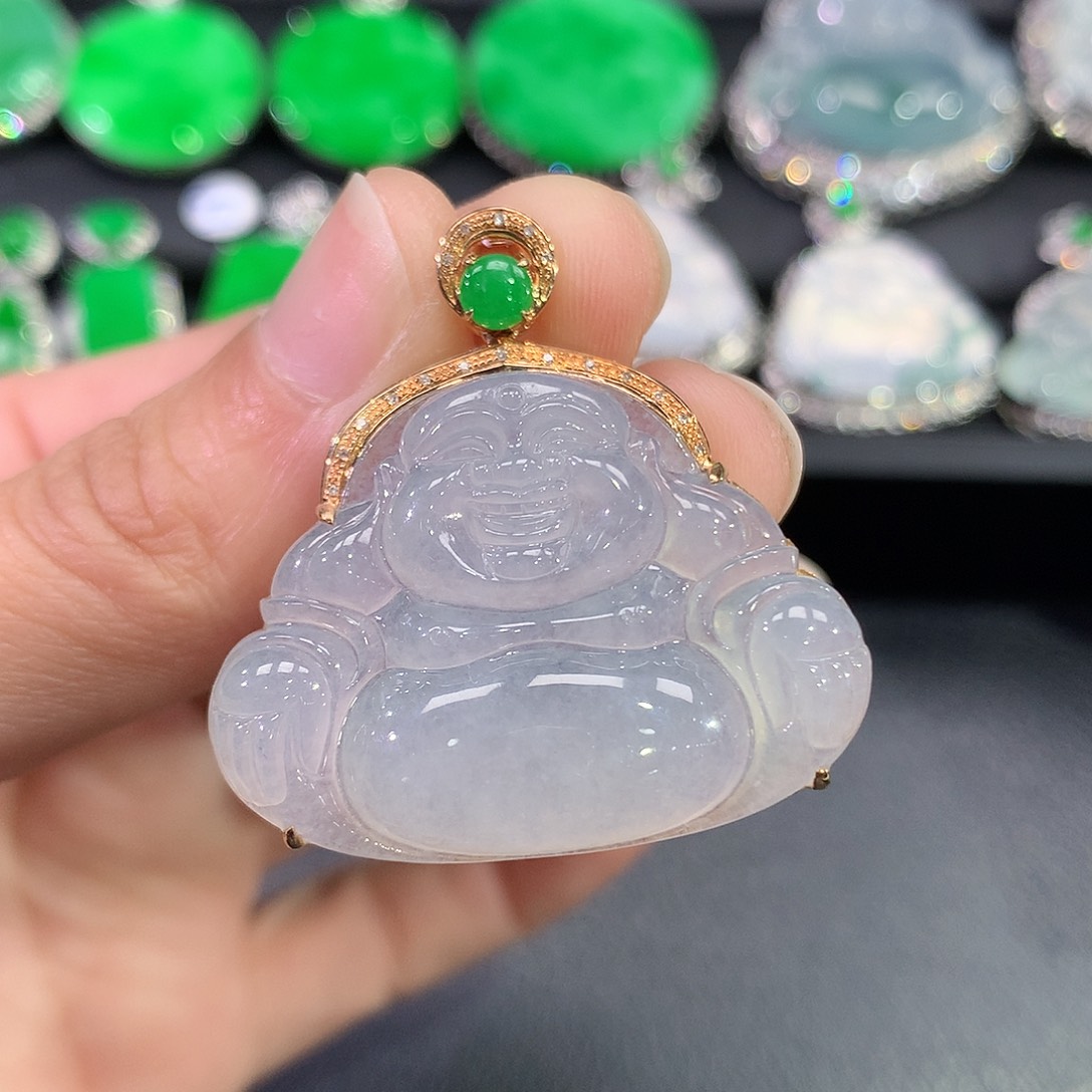 翡翠18K金镶嵌吊坠(赠链)