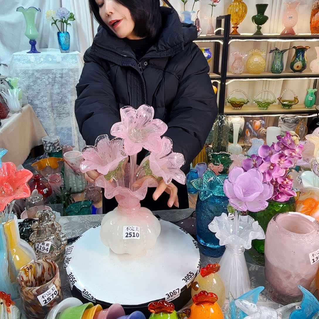 3花1瓶家悦美居琉璃摆件