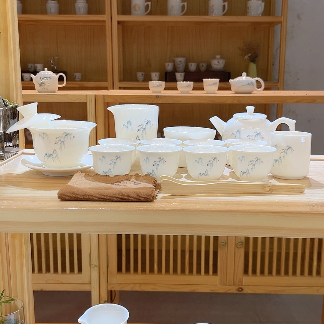 【都彩】羊脂玉瓷高山流水16头