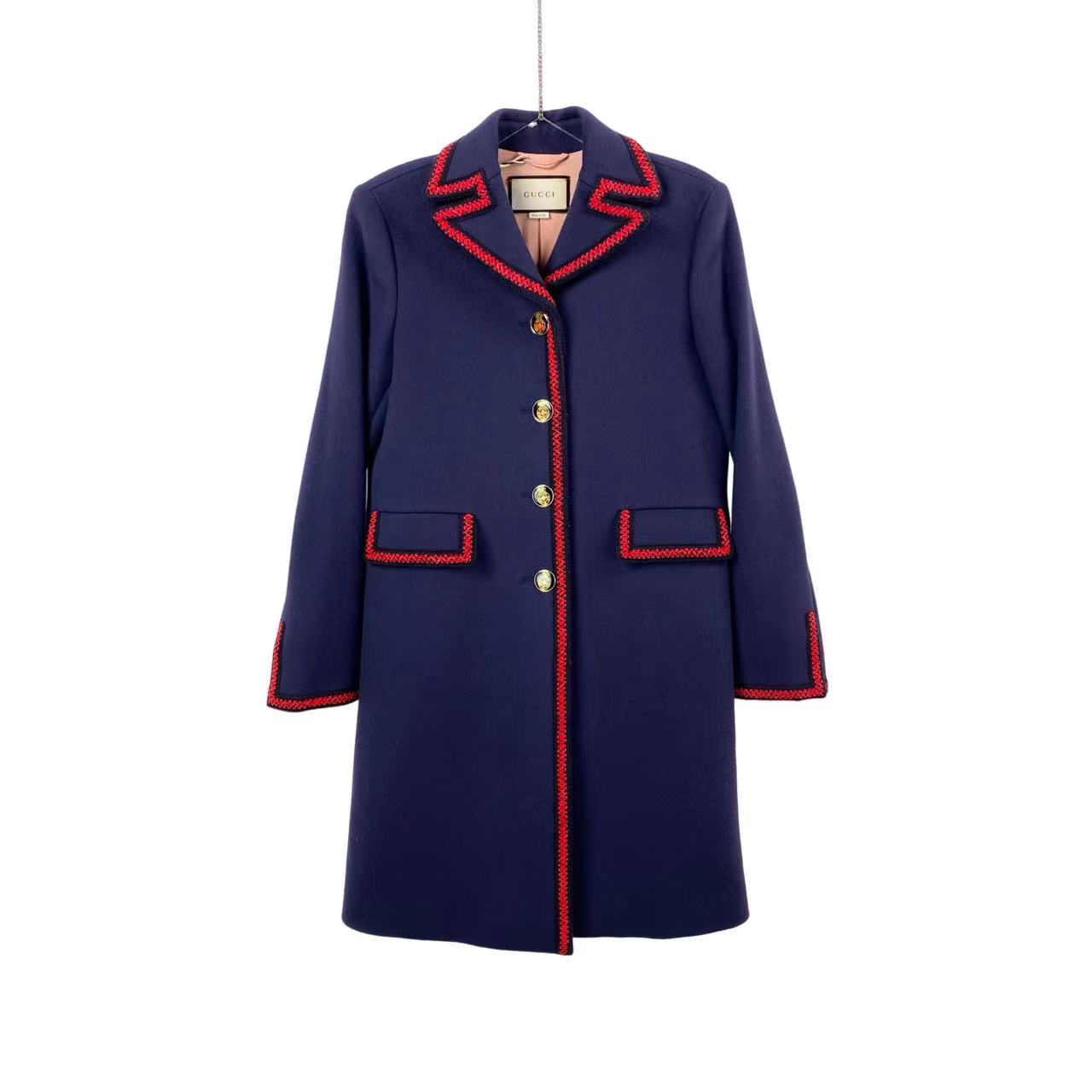 未使用 GUCCI/古驰  aa1446 羊毛 学院风羊毛大衣 40码 