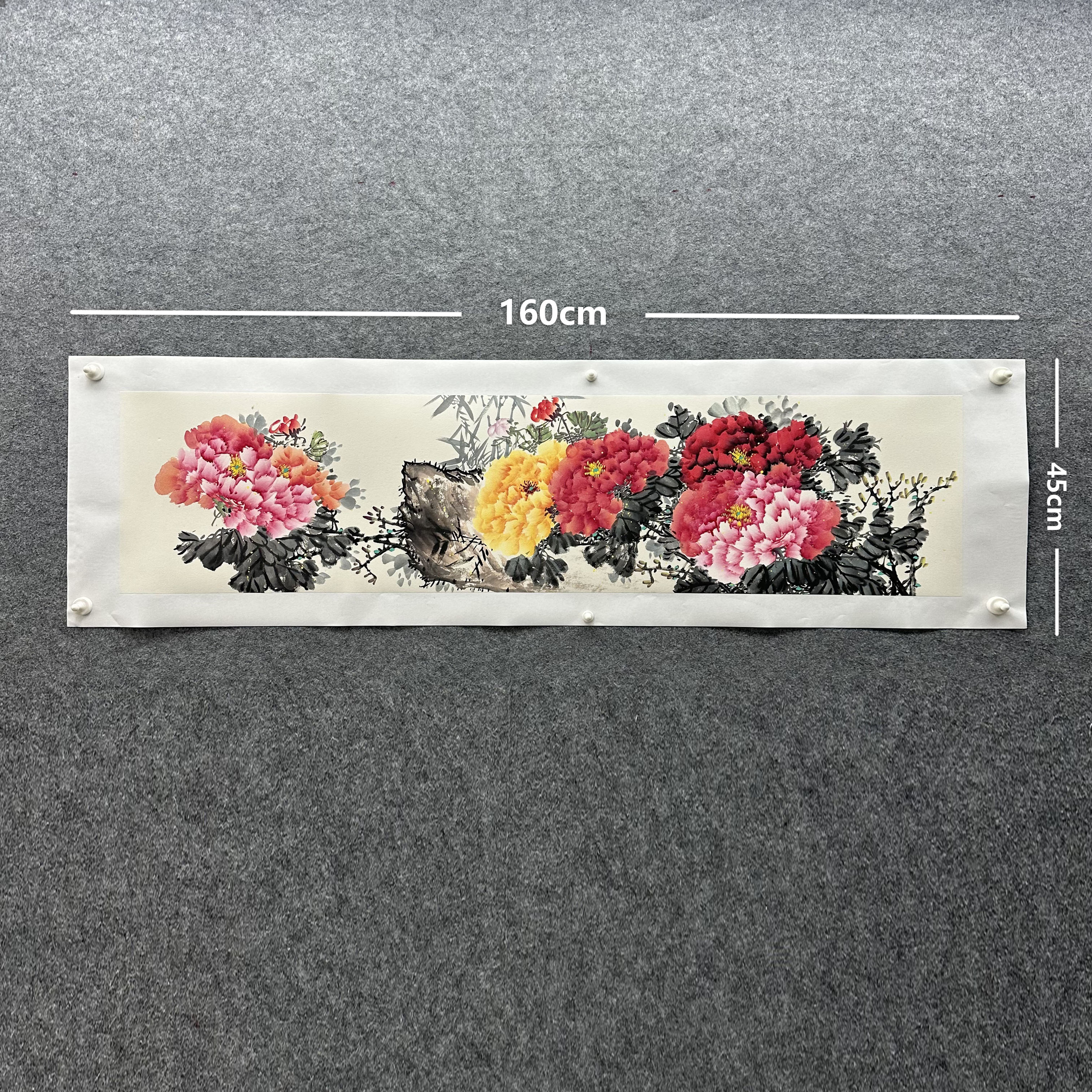 【牡丹图】张恒禄160*45cm手绘礼盒作品