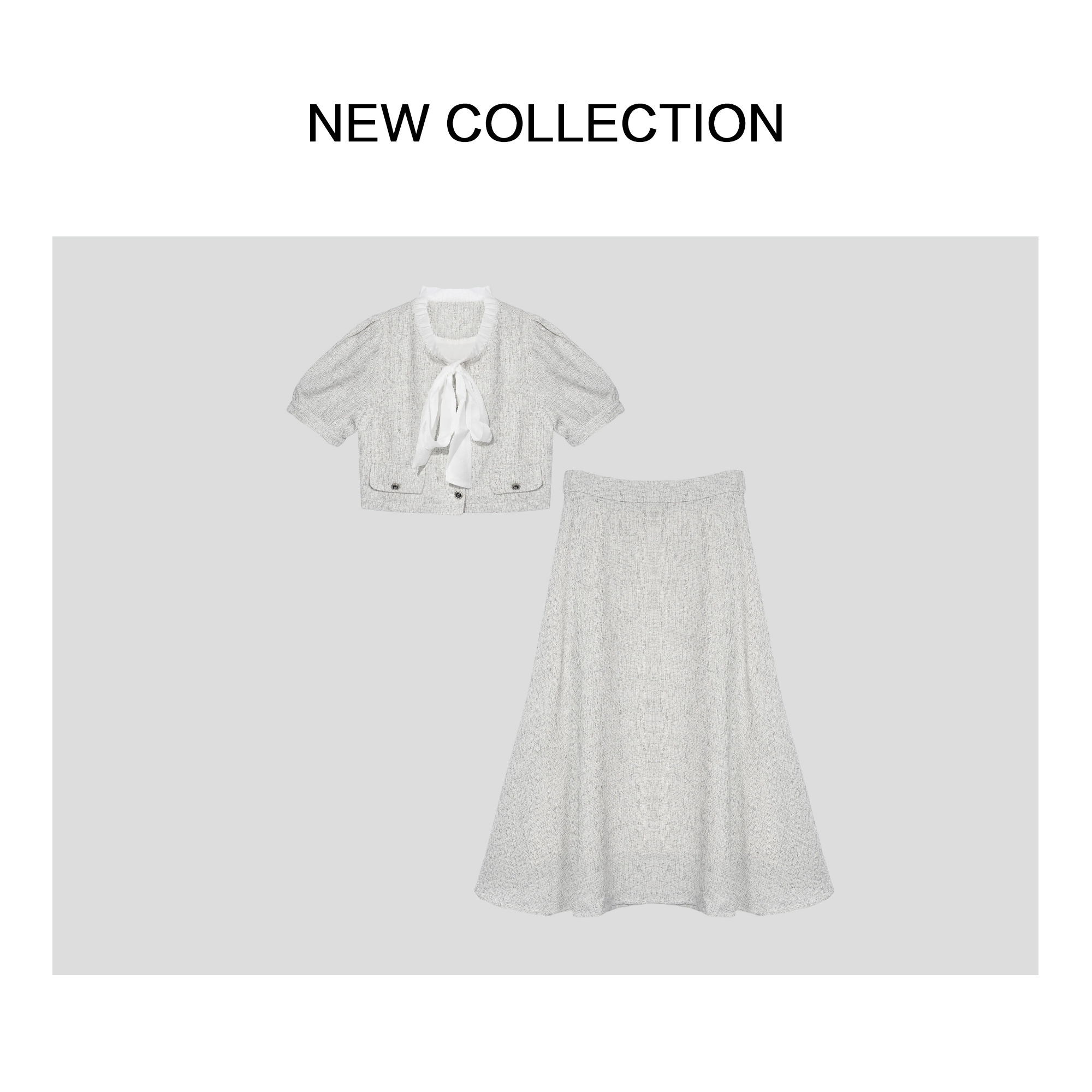 【龙哥专属】D1F27062 拼接短袖上衣+高腰A字裙套装 3842