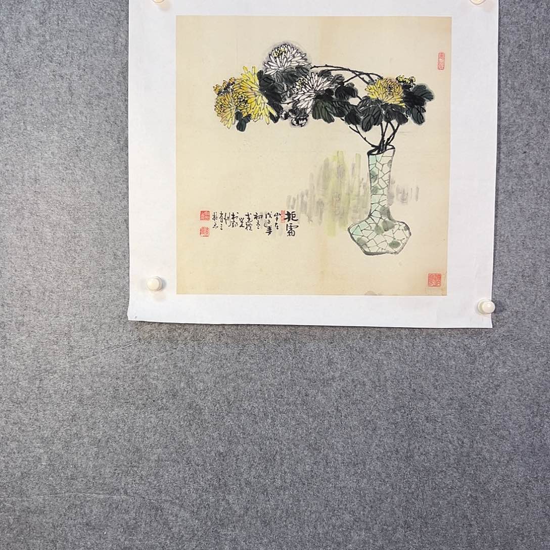 国画377 牡丹之花之叶的颜色与花色