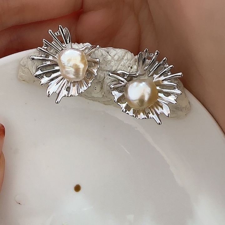 海水珍珠耳饰银S925镶嵌