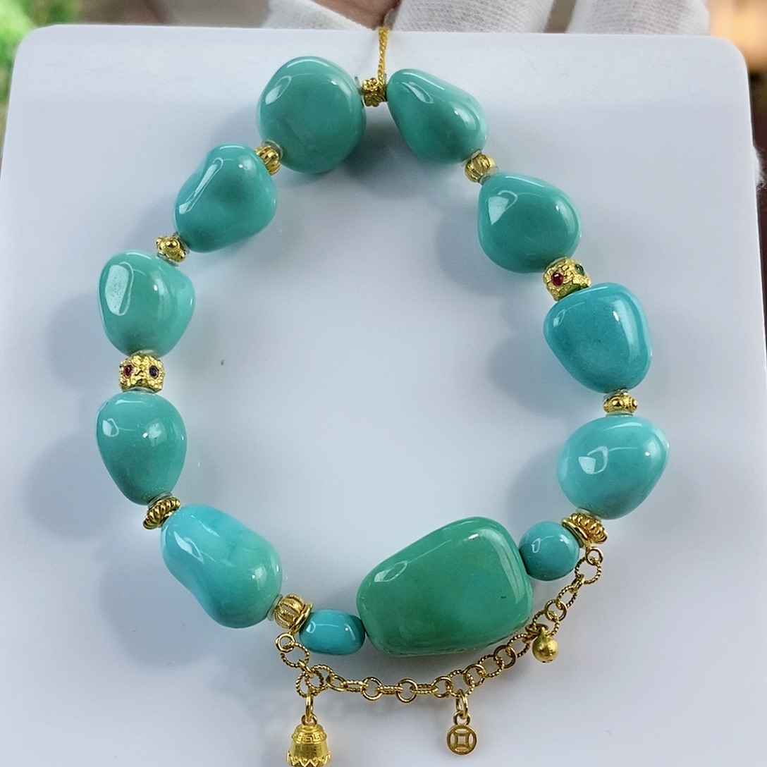 绿松石珠宝奇石18K金镶嵌