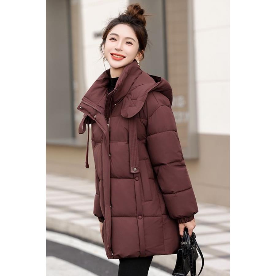 棉服新款时尚中长款连帽加大加厚保暖棉衣外套妈妈装外套