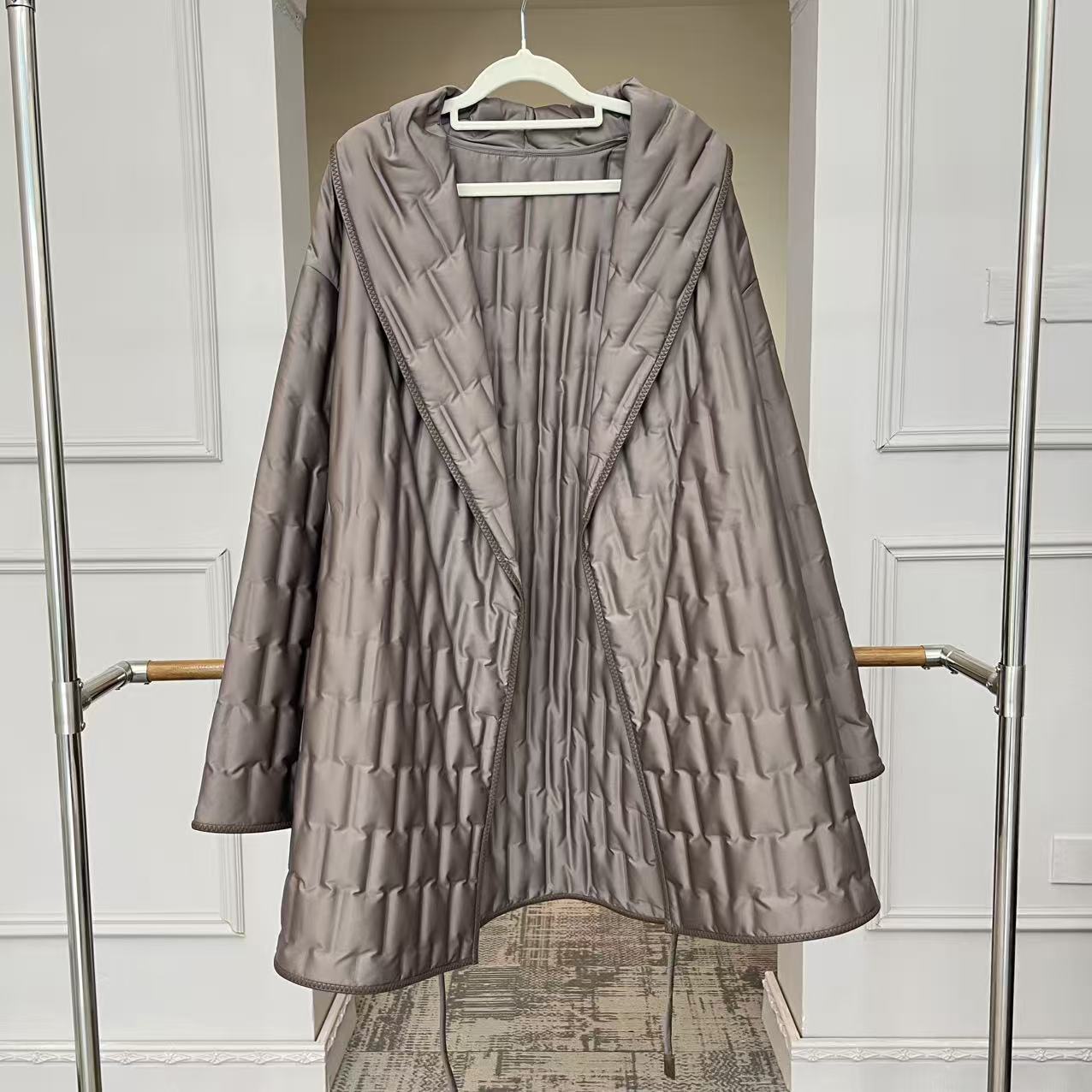 香槟色中长款白鹅绒羽绒服外套YF35