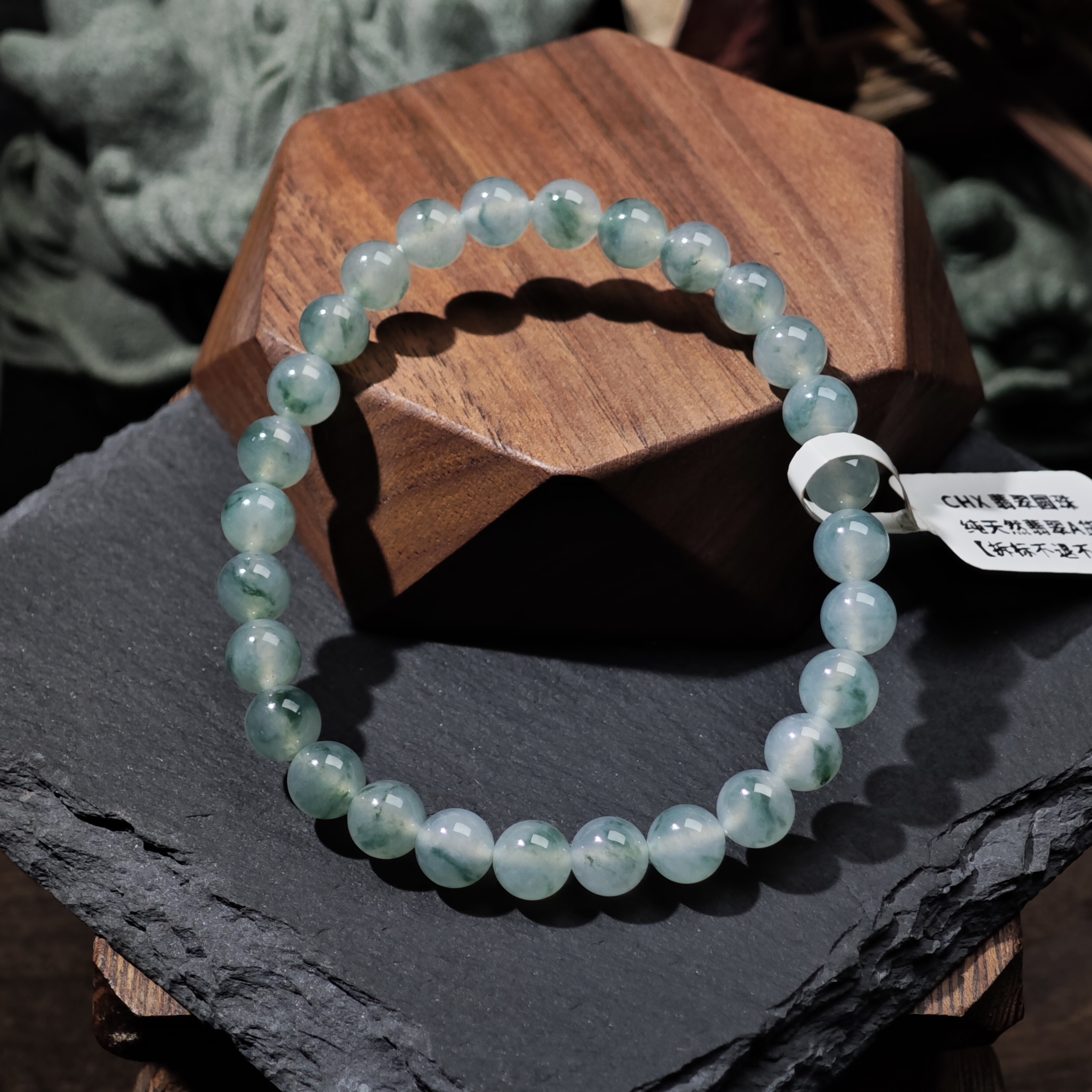 [单品]A2726(卡6.7 )天然缅甸翡翠圆珠手串冰种A货国内现货可鉴赏