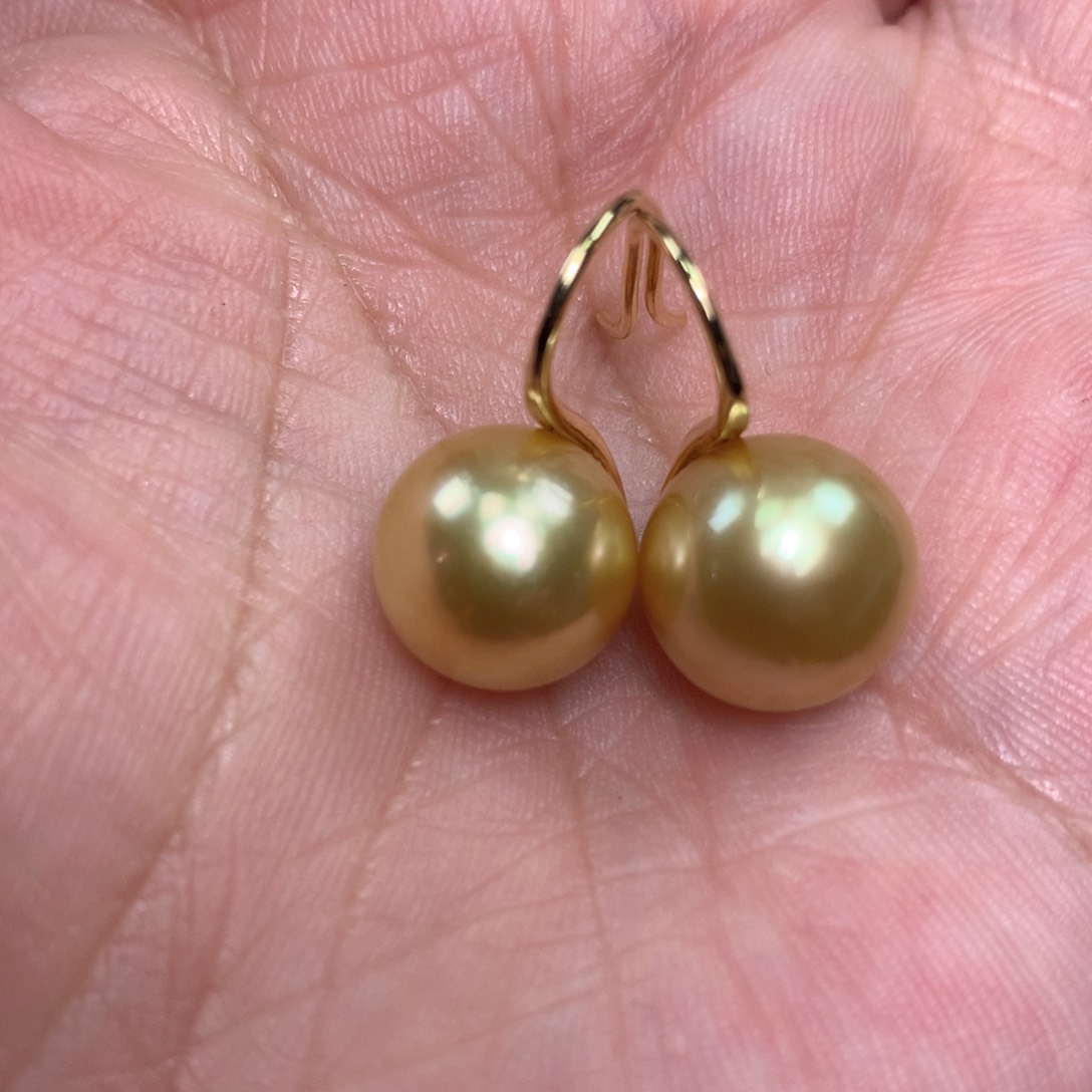 海水珍珠耳饰银S925镶嵌