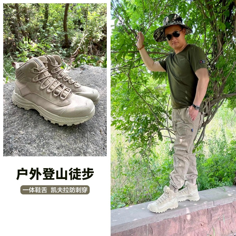 丹普森专业户外登山徒步鞋春秋防滑轻便实心底沙漠战术靴男女透气