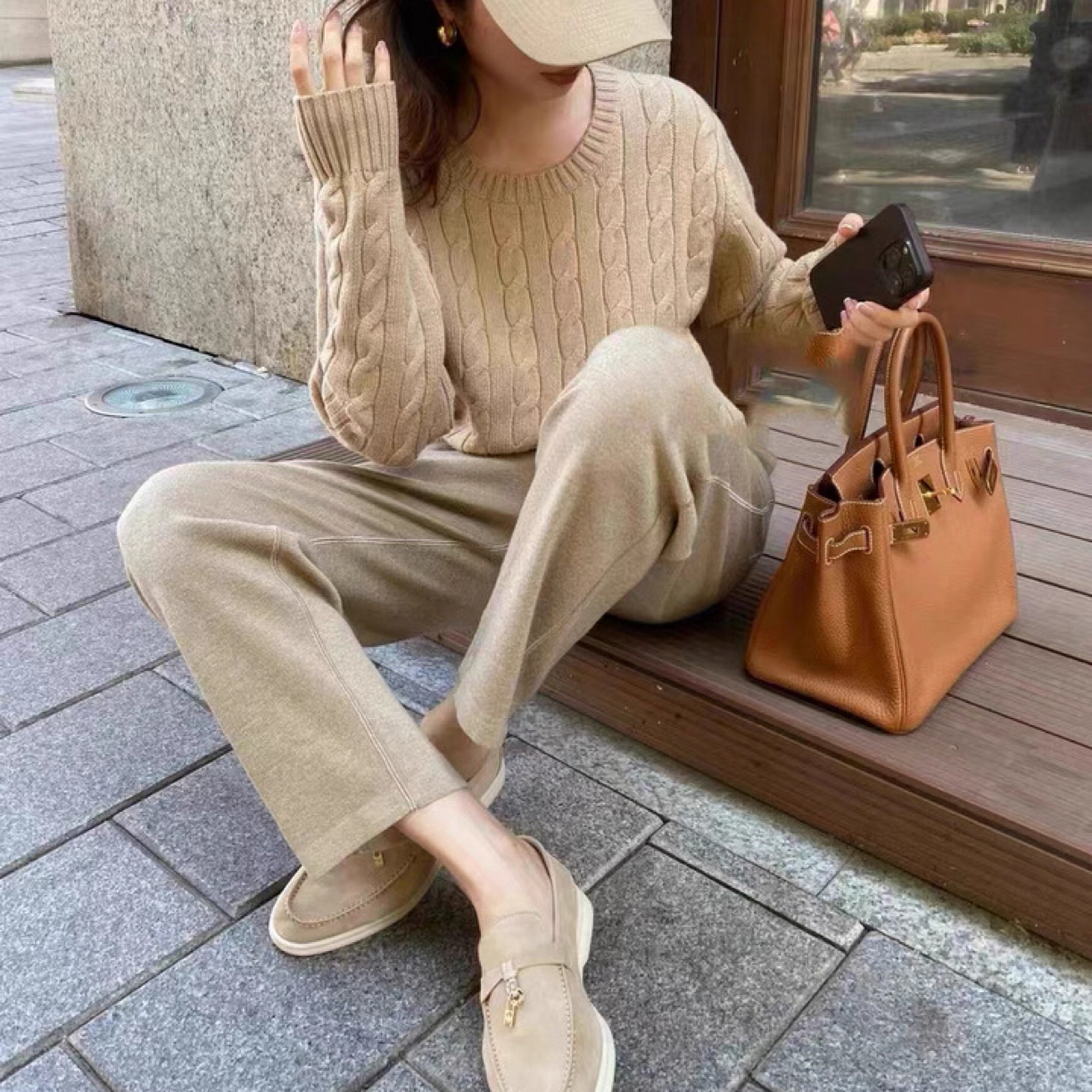 秋冬新款加厚100羊毛圆领长袖女士百搭保暖针织衫