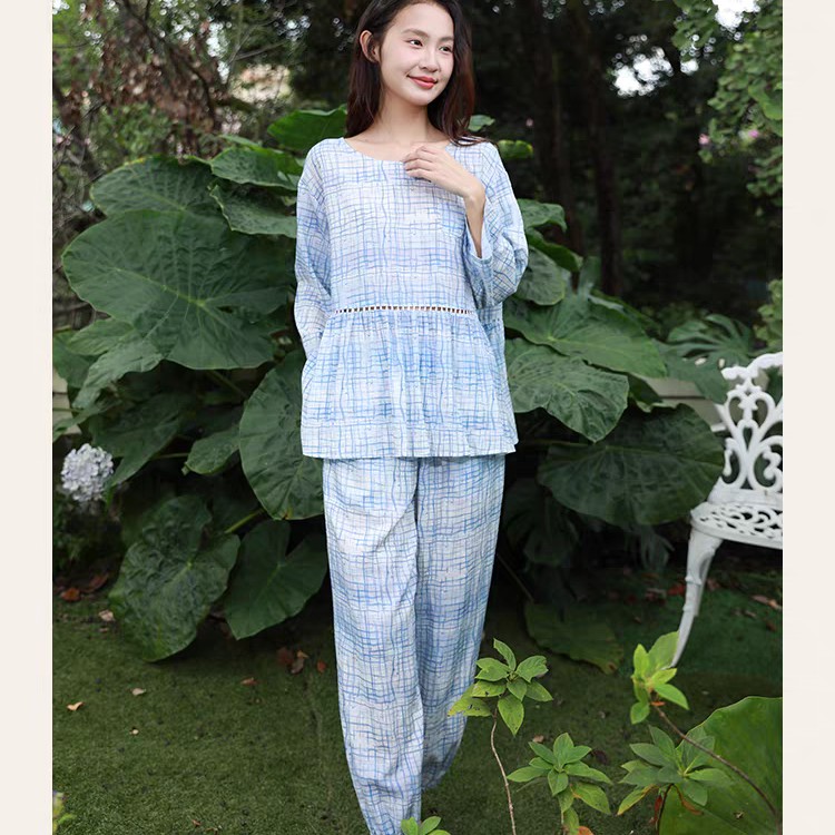 朵朵可可·261-017睡衣女26春夏竹节棉韩版宽松家居服