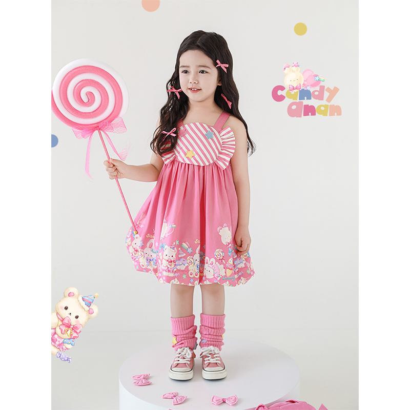 YOEHYAUL/幼悠幼悠【糖果晚宴】夏叁波洋气宝宝夏季纯棉连衣裙X4814