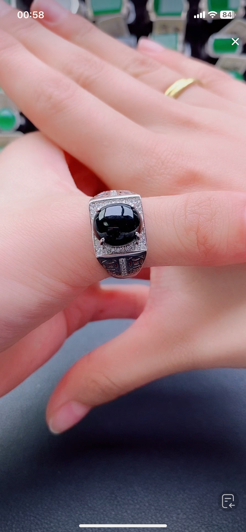 天然翡翠戒指s925银男戒