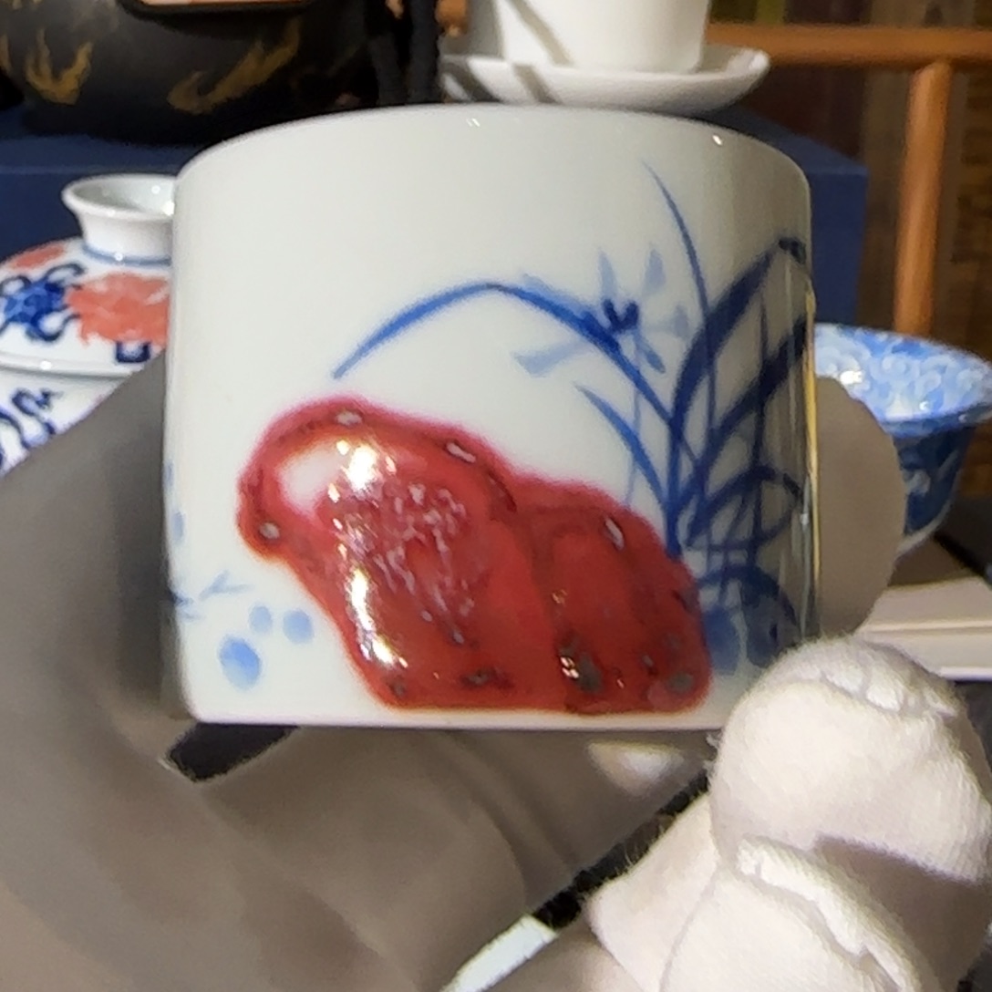 陶青花釉里红手绘青花兰花