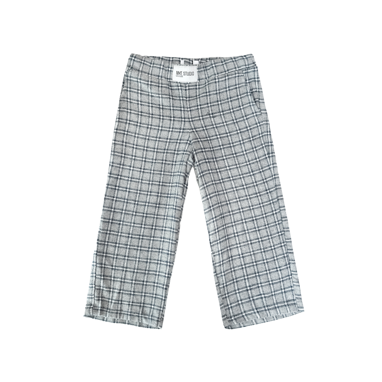 有机棉儿童直筒休闲裤薄款夏季亲子筒裤宽松格子直筒裤时尚微瑕