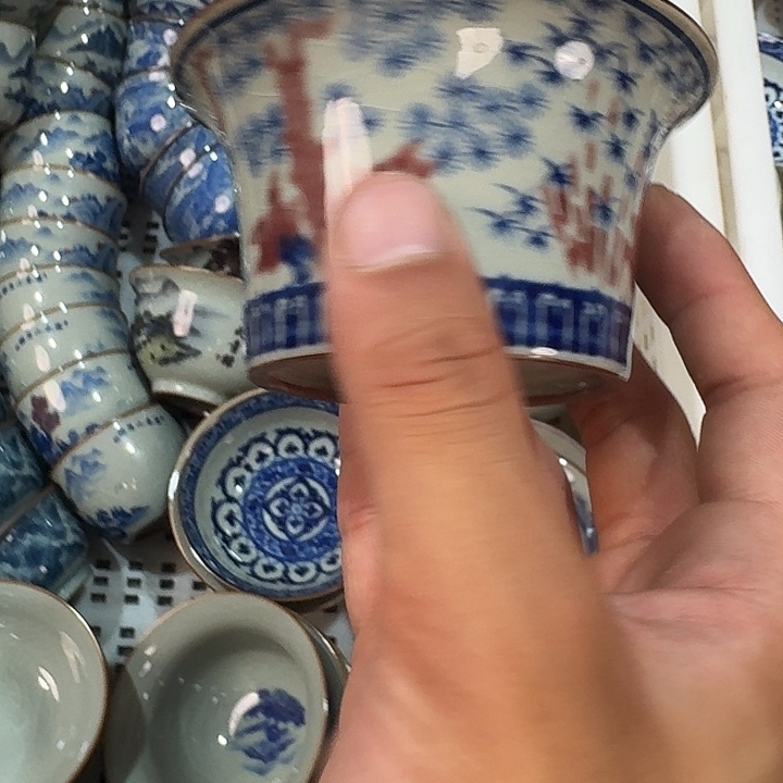 陶泥红梅马蹄大压手杯微瑕