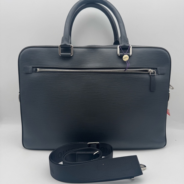 95新 LouisVuitton/路易威登 98新灰黑色水波纹手提公文包/2755