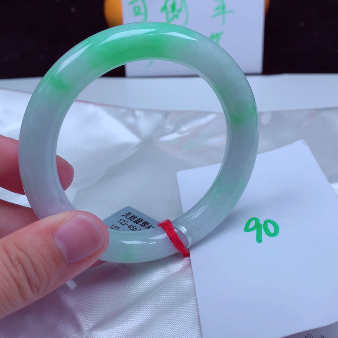 未镶嵌手镯翡翠缅甸天然A货翡翠手镯56.6圆条