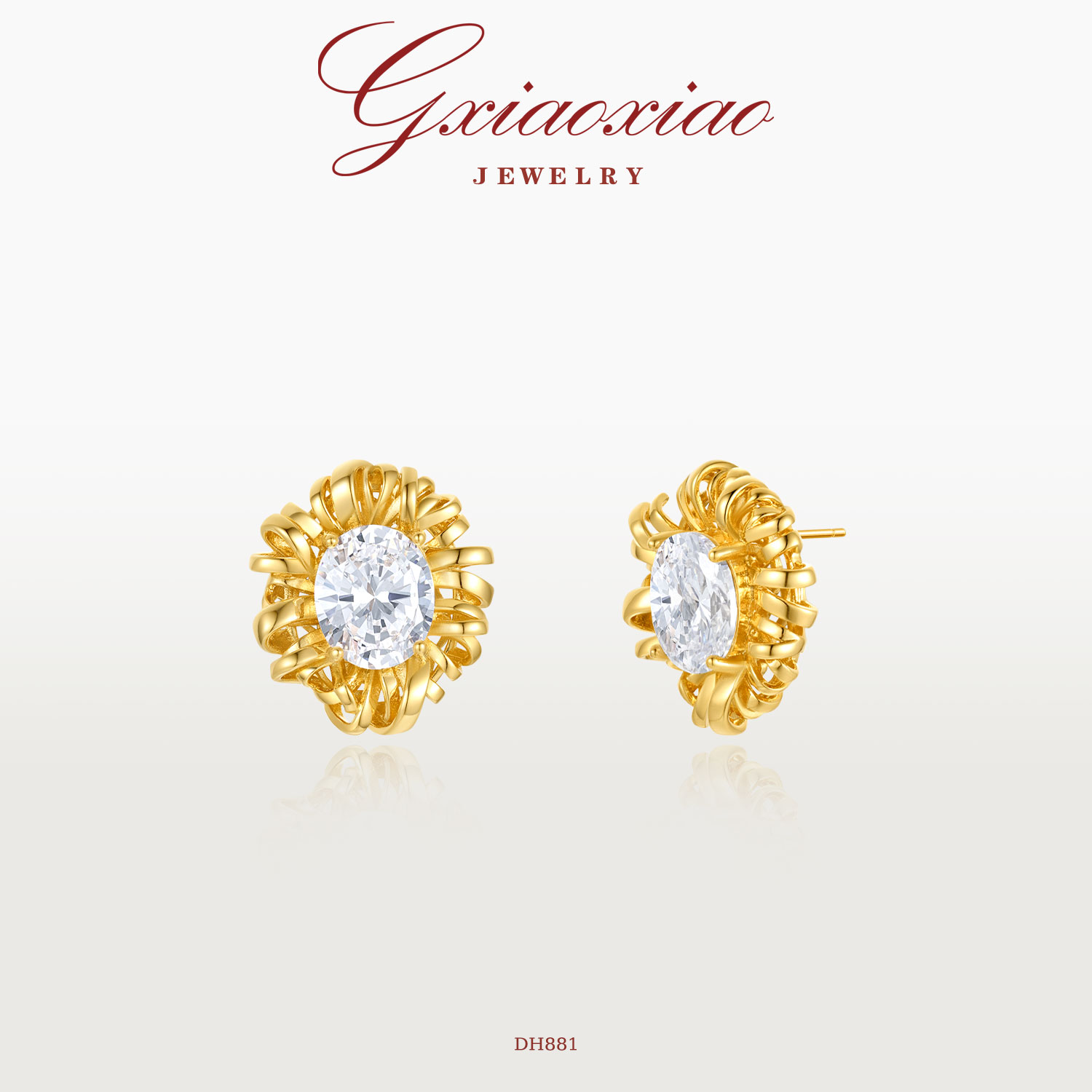 G XIAOXIAO 镀K金【金藤馥光】时尚百搭不规则缠绕耳环 DH881