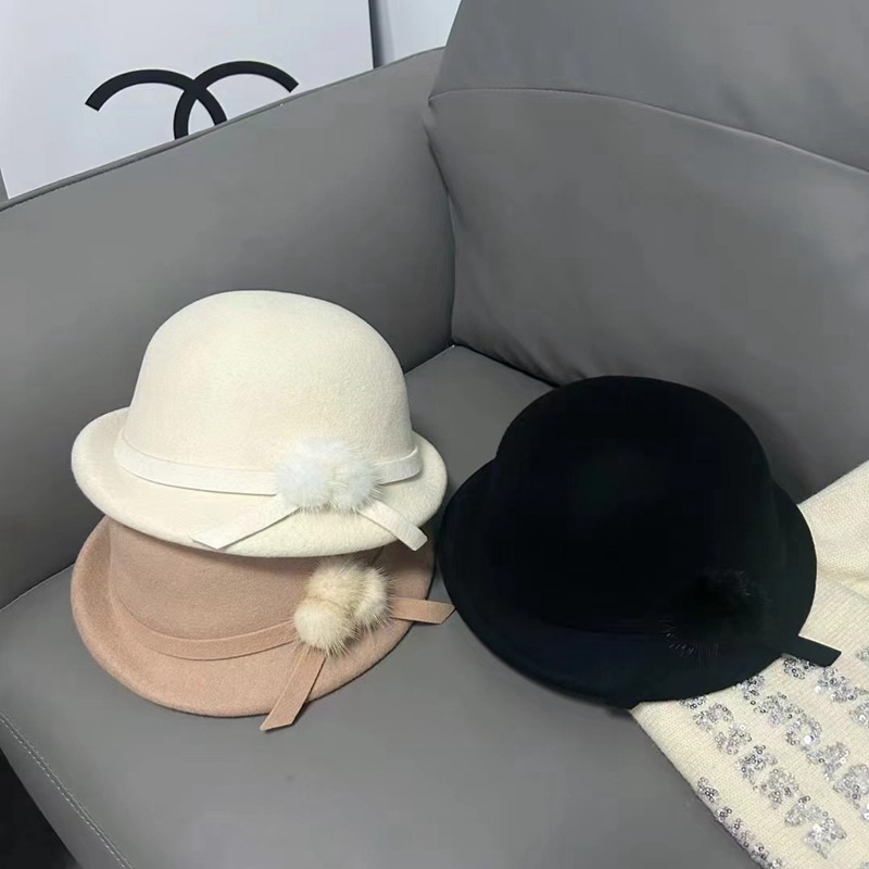 【汐汐专属】千金风礼帽女秋冬法式复古白色显脸小名媛百搭渔夫盆帽