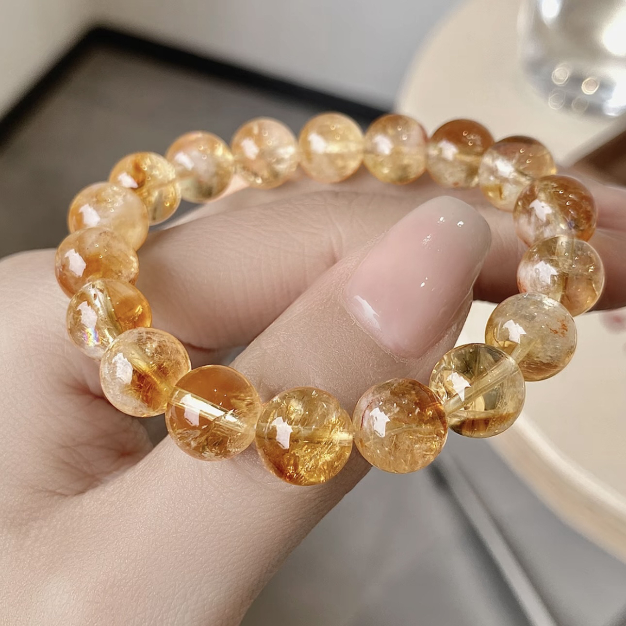 水晶手链 【蜂蜜奶盖】设计款单圈手串