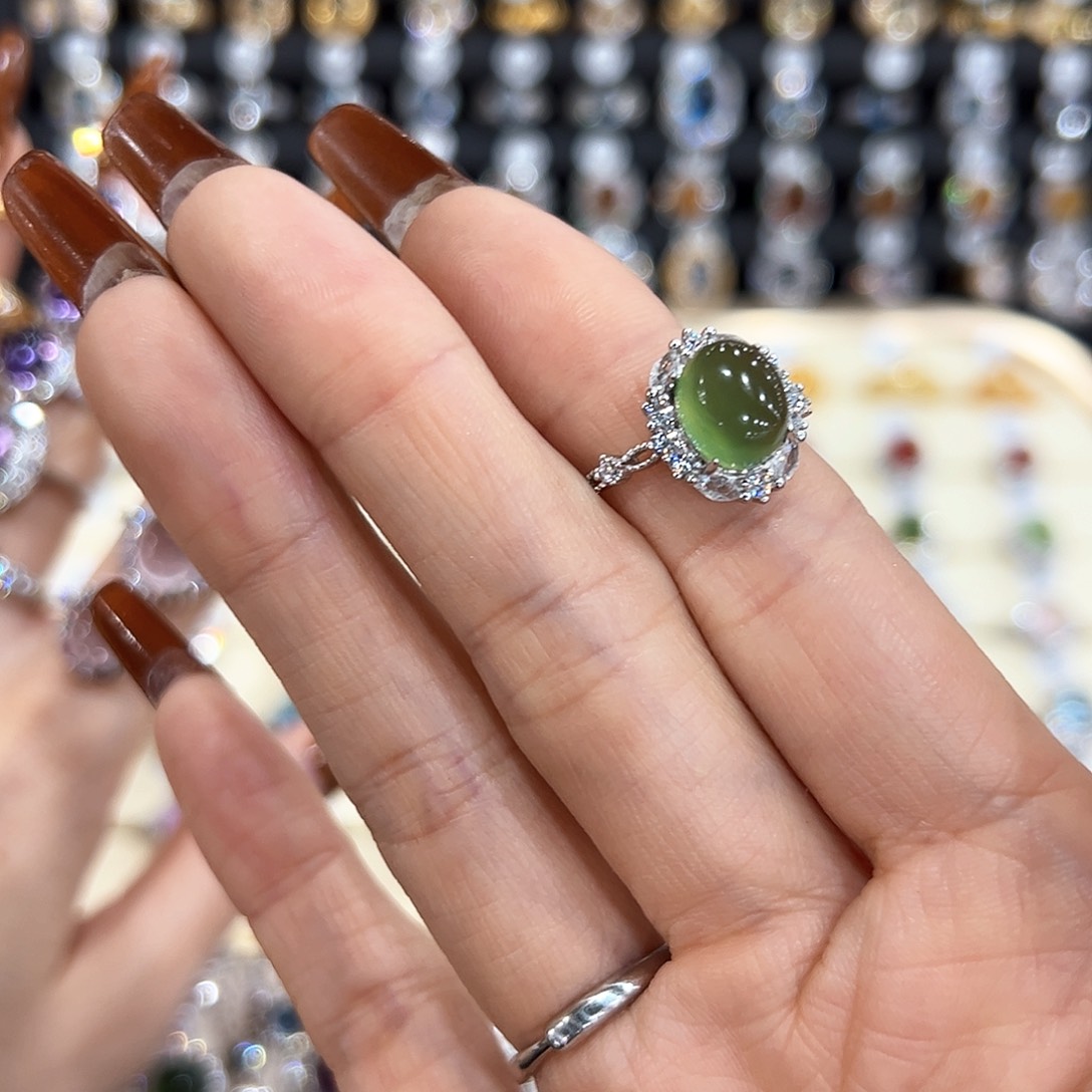 水晶金色拖不保色介意慎拍银托不掉色银S925镶嵌敷***肉