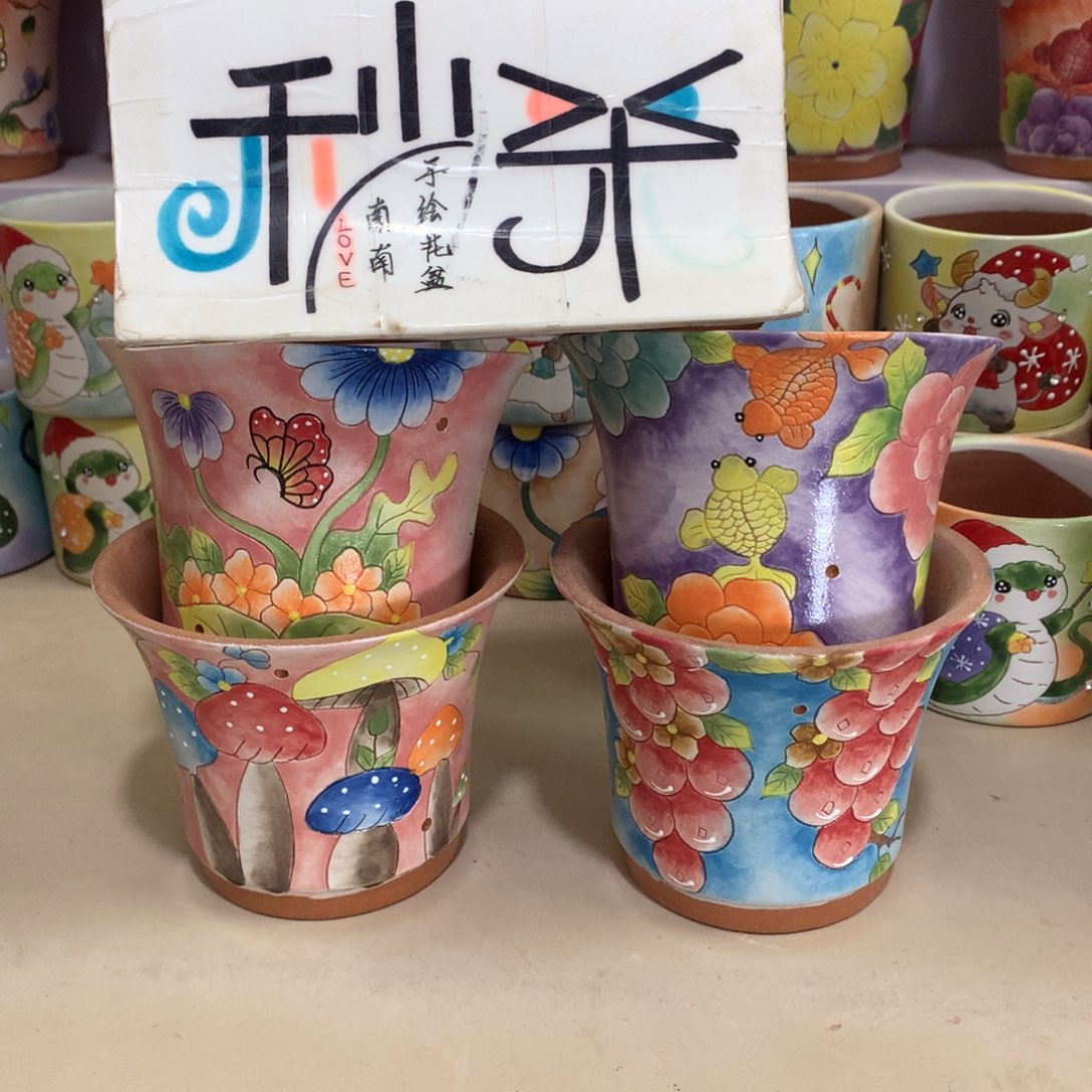 天***情福利花盆，手绘花盆