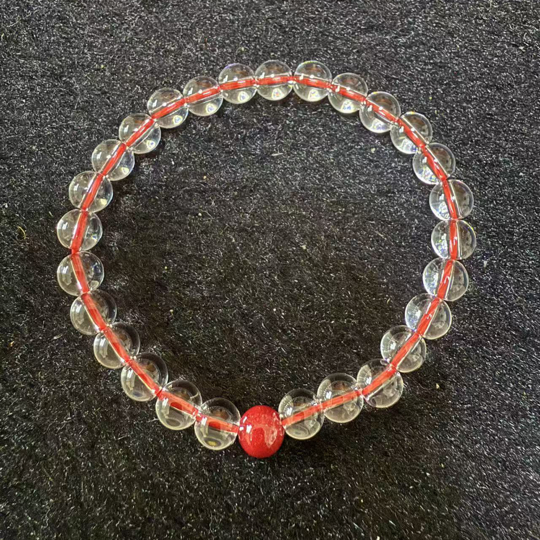天然辰砂天然朱砂水晶手串