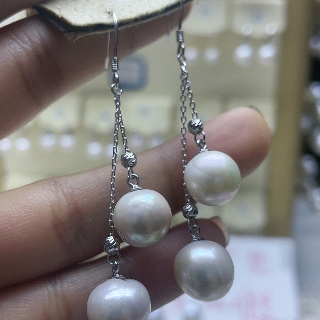 淡水珍珠耳饰银S925镶嵌