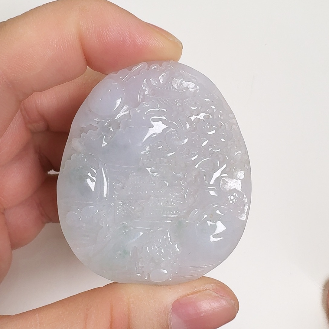 翡翠颈饰未镶嵌山水牌