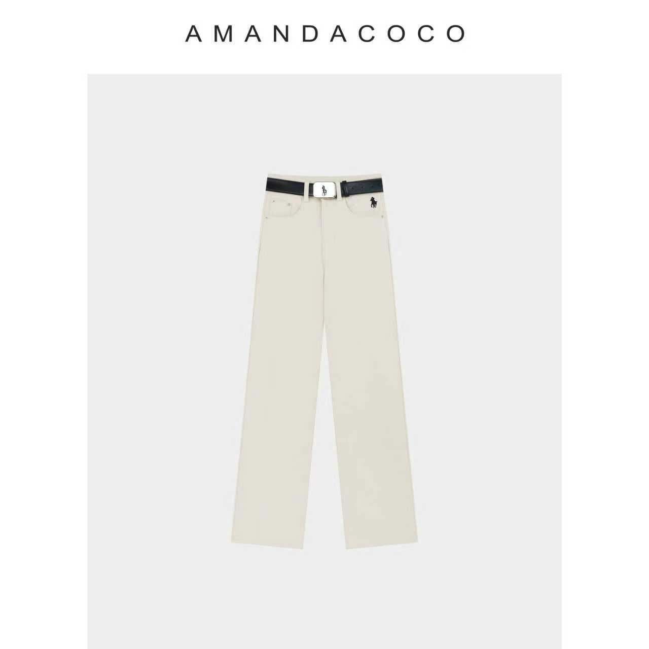 风尚时髦～25秋冬简约刺绣高腰直筒窄版加绒牛仔裤